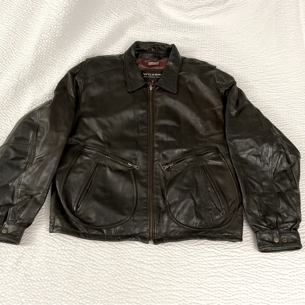 Vintage Wilsons Men's Leather Bomber Motor Biker Thinsulate Jacket